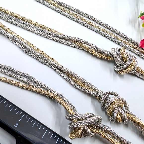 Loft Signed Dual Tone Extra Long Knotted Sparkle Chain Necklace - Picture 3 of 4